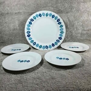 Crate and Barrel Dreidel Hanukkah Plates Set 5pc Dinner Salad Dessert